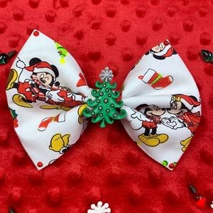 Mickey and Minnie fabric hair bow